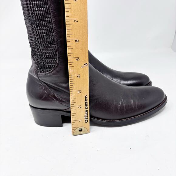 Aquatalia Knee Boots Size 7 Italian Brown 50/50 Leather Stretch Riding Boots - Picture 9 of 16